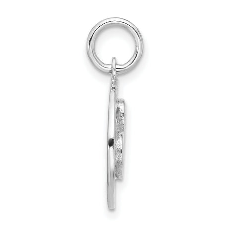 Sterling Silver Heart Pendant with Hammered Circle Frame, Open Heart Design