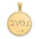 Sterling Silver Pendant with Cubic Zirconia, Multicolor LOVE Design, Romantic Charm for Women