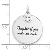 Enameled THOUGHTS OF YOU. Charm Pendant in Real 925 Sterling Silver