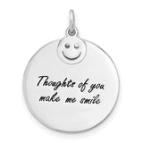 Enameled THOUGHTS OF YOU. Charm Pendant in Real 925 Sterling Silver