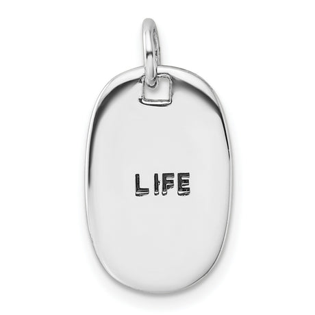 Sterling Silver Oval Pendant, Life Charm with Inspirational Message for Women and Unisex