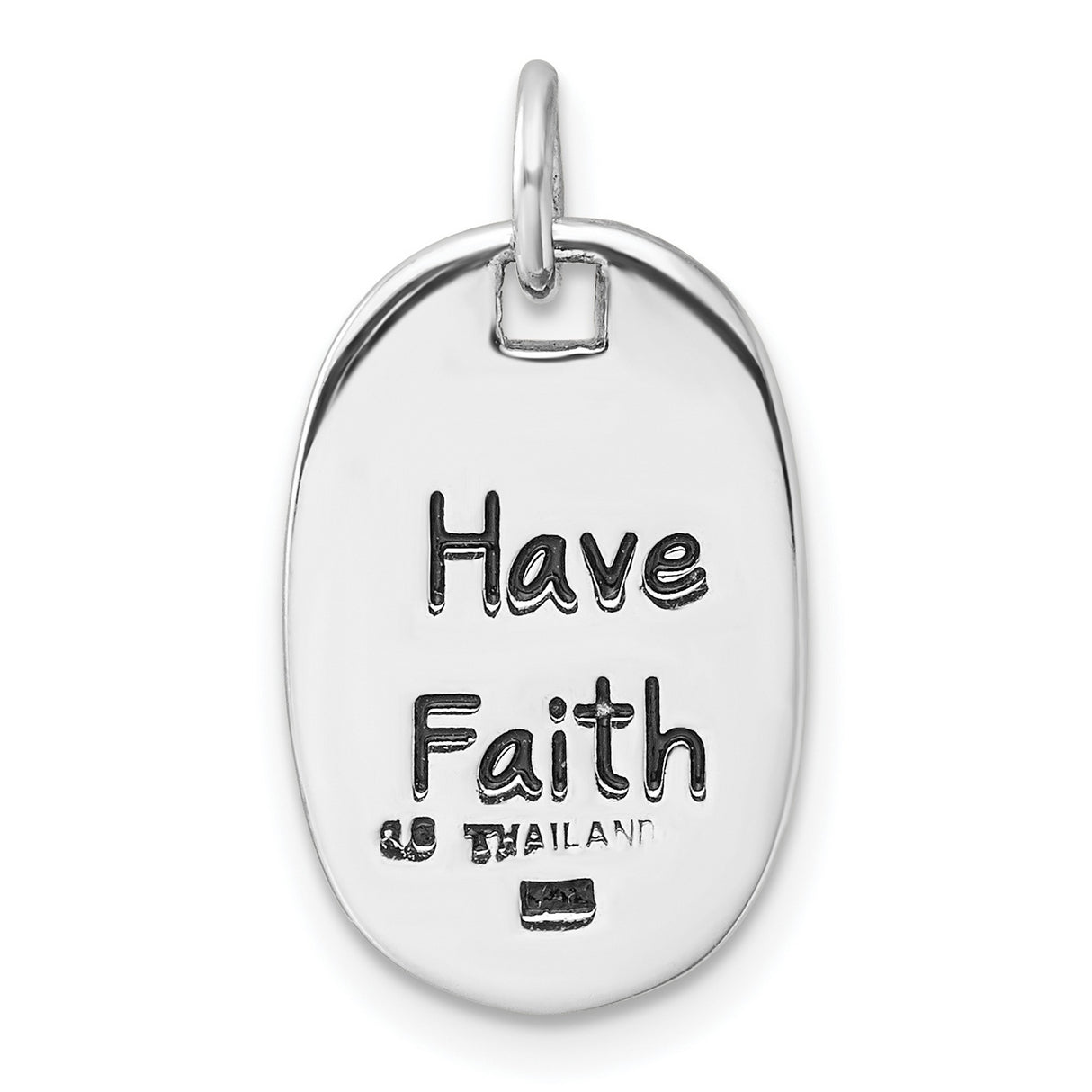 Sterling Silver Oval Pendant or Bracelet Charm with Spirituality Symbol