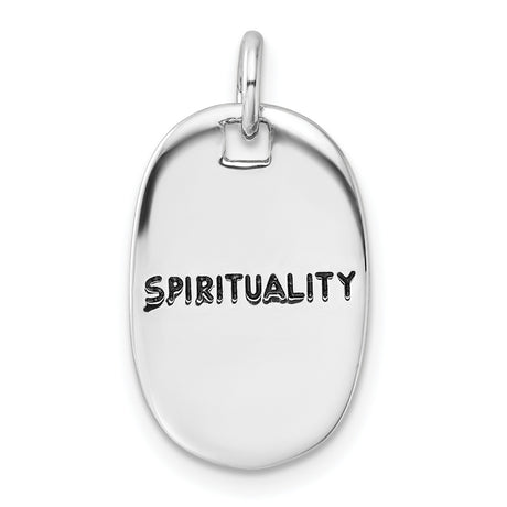 Sterling Silver Oval Pendant or Bracelet Charm with Spirituality Symbol