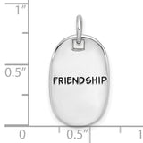 Sterling Silver Pendant with Friendship Message, Oval Charm Symbolizing Love and Connection