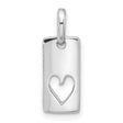 Sterling Silver Rectangle Tag Pendant with Cutout Heart Design, Modern Minimalist Style
