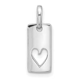 Sterling Silver Rectangle Tag Pendant with Cutout Heart Design, Modern Minimalist Style