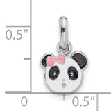 Sterling Silver Panda Pendant with Pink Enamel Bow, Cute Animal Charm for Girls