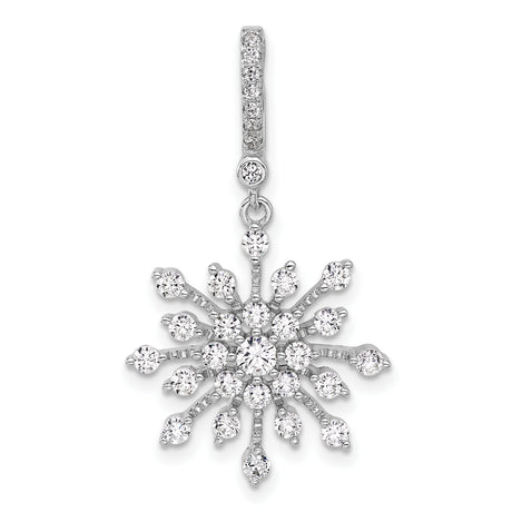 Sterling Silver Snowflake Pendant with Cubic Zirconia, Winter Holiday Charm for Women