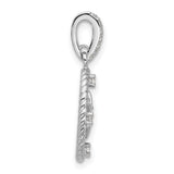 Sterling Silver Star of David Pendant with Cubic Zirconia, Twisted Rope Design