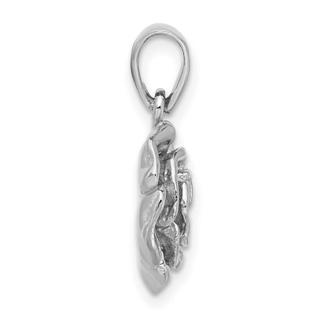 Sterling Silver Rose Flower Pendant with Cubic Zirconia Center, Romantic Floral Design