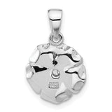 Sterling Silver Rose Flower Pendant with Cubic Zirconia Center, Romantic Floral Design