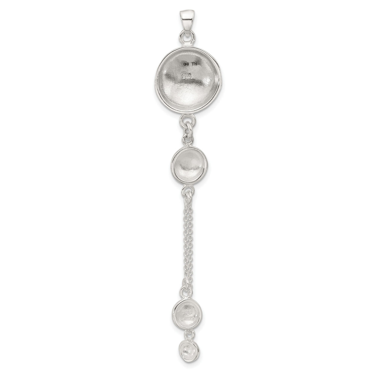 Sterling Silver Drop Pendant with Openwork Rose Motif and Floral Design