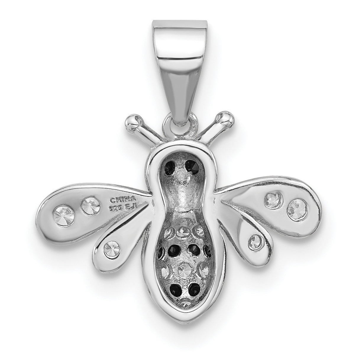 Black Bee CZ Charm Pendant in Real 925 Sterling Silver
