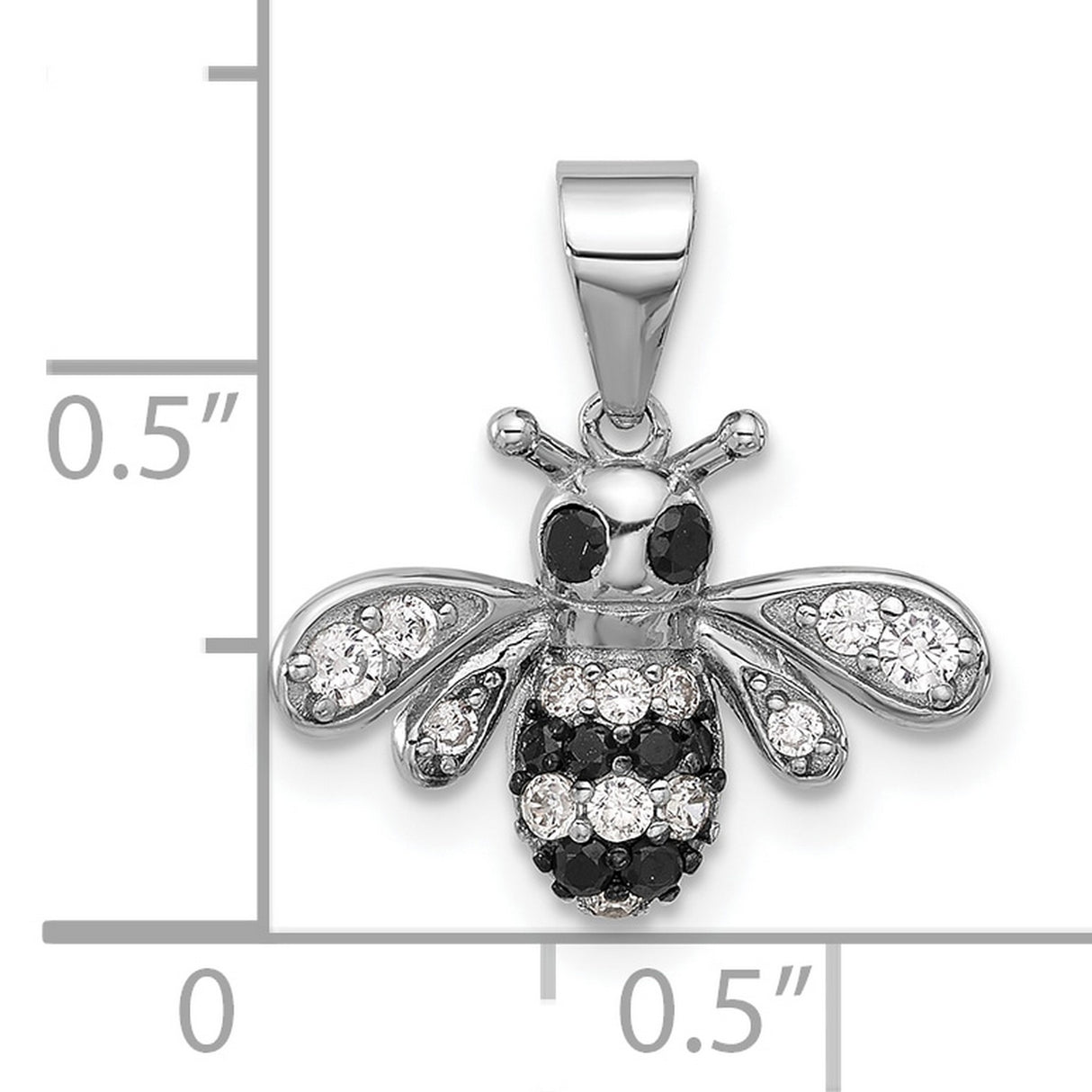 Black Bee CZ Charm Pendant in Real 925 Sterling Silver