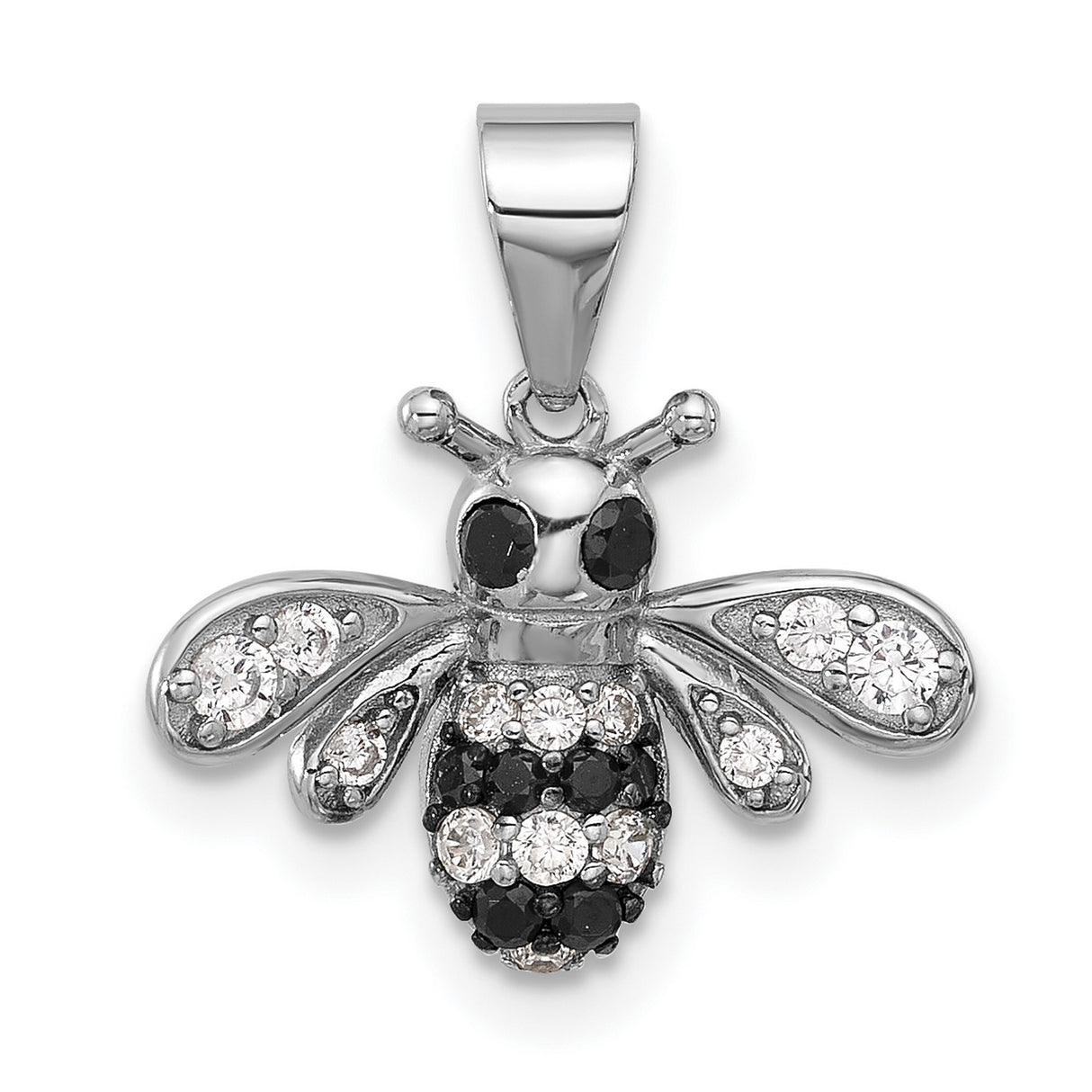 Black Bee CZ Charm Pendant in Real 925 Sterling Silver
