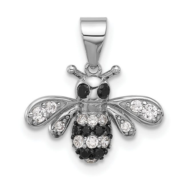 Black Bee CZ Charm Pendant in Real 925 Sterling Silver