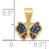 Sterling Silver Butterfly Pendant with Blue and Pink Cubic Zirconia, Nature Inspired Jewelry for Women