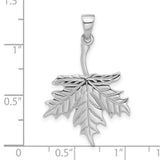 Sterling Silver Maple Leaf Pendant with Detailed Veins and Polished Finish
