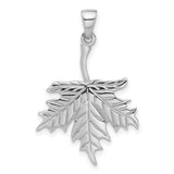 Sterling Silver Maple Leaf Pendant with Detailed Veins and Polished Finish