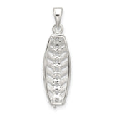Sterling Silver Leaf Pendant with Cubic Zirconia, Feather Design Charm for Women