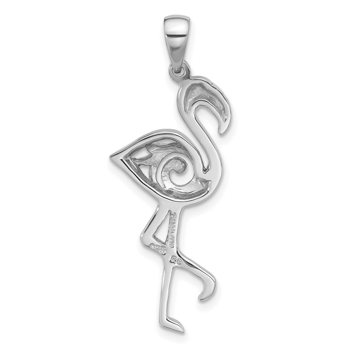 Sterling Silver Flamingo Pendant, Sleek Openwork Bird Silhouette, Tropical Animal Charm