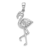 Sterling Silver Flamingo Pendant, Sleek Openwork Bird Silhouette, Tropical Animal Charm