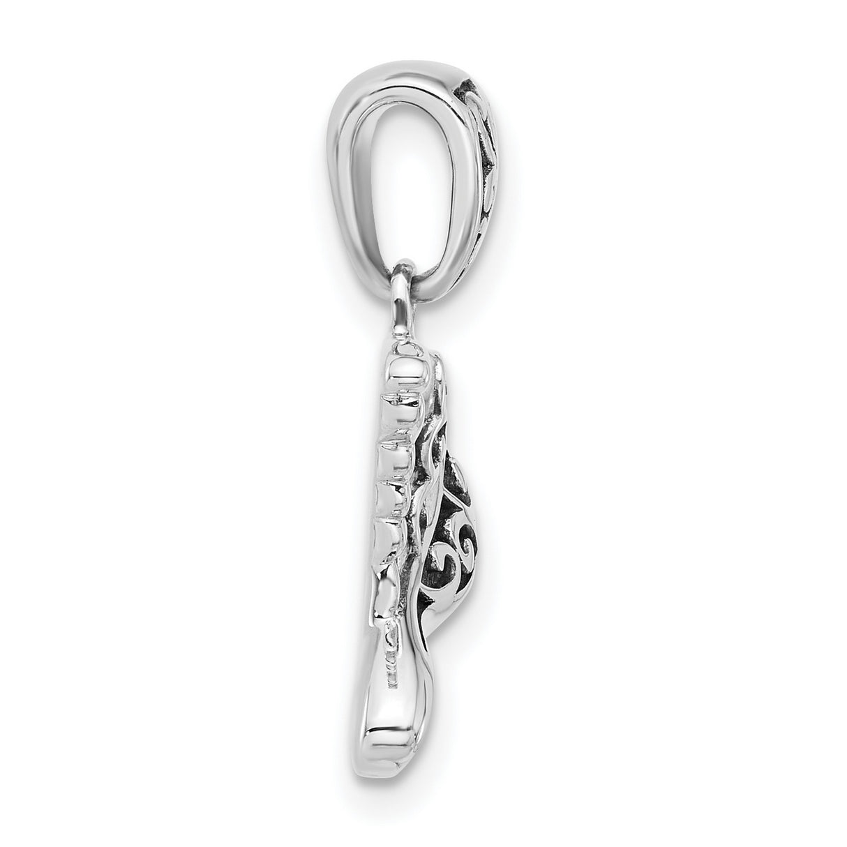 Sterling Silver Hummingbird Pendant with Filigree Scrollwork, Symbol of Joy and Freedom