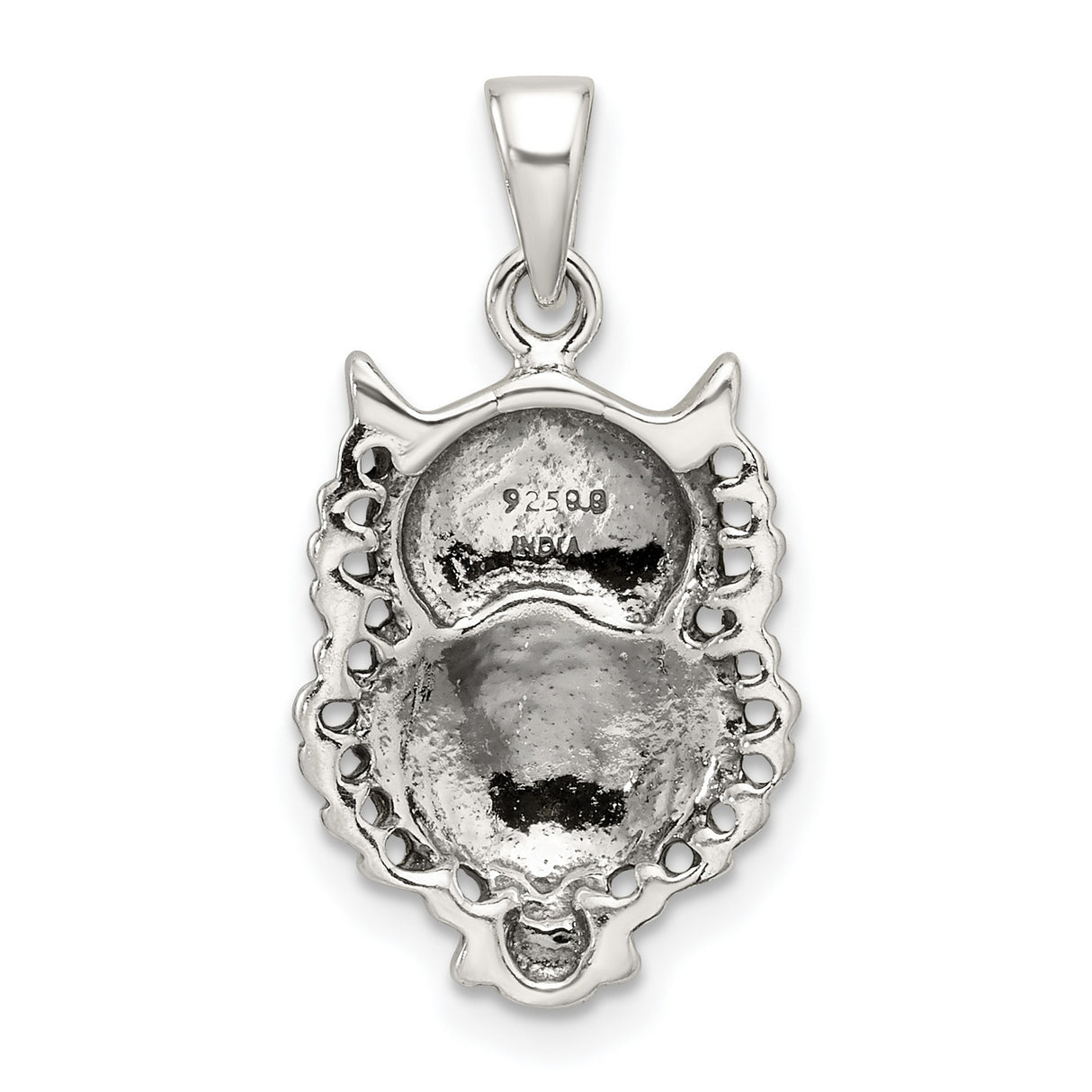 Sterling Silver Owl Pendant with Feather Detail and Antiqued Animal Totem Design