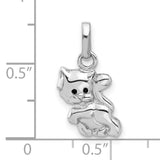 Enameled Cat Charm Pendant in Real 925 Sterling Silver