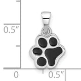 Enameled Dog Paw Charm Pendant in Real 925 Sterling Silver