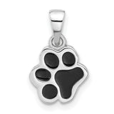 Enameled Dog Paw Charm Pendant in Real 925 Sterling Silver