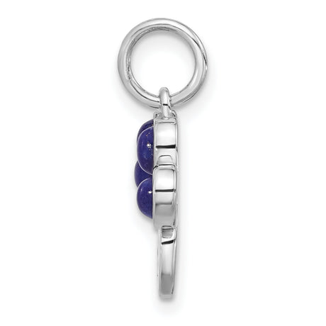 Sterling Silver Paw Print Pendant with Lapis and Purple Enamel, Dog Memorial Jewelry
