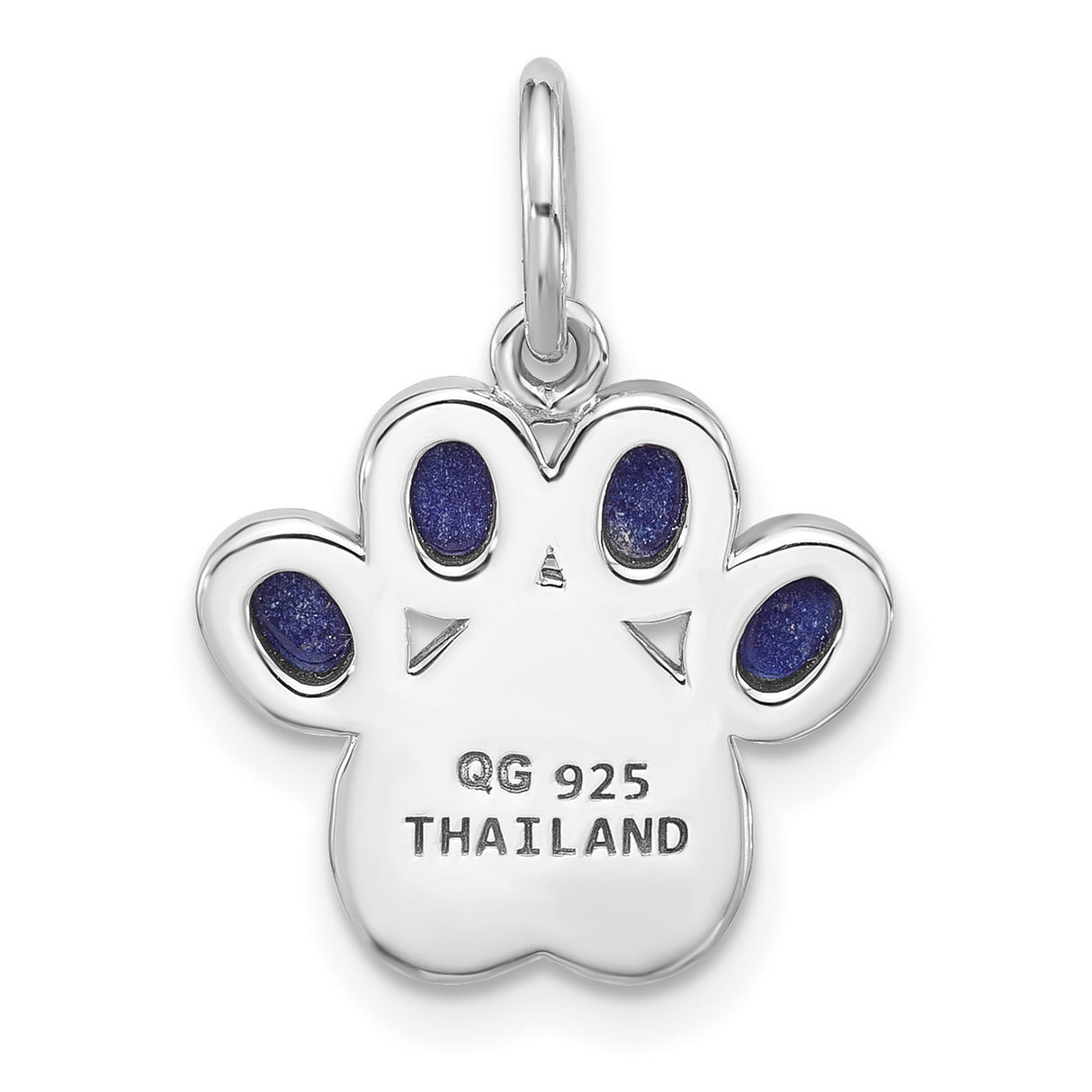 Sterling Silver Paw Print Pendant with Lapis and Purple Enamel, Dog Memorial Jewelry