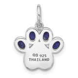 Sterling Silver Paw Print Pendant with Lapis and Purple Enamel, Dog Memorial Jewelry