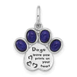 Sterling Silver Paw Print Pendant with Lapis and Purple Enamel, Dog Memorial Jewelry