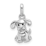 Sterling Silver Puppy Charm Pendant with Dangling Ears, Realistic Dog Jewelry for Women and Girls