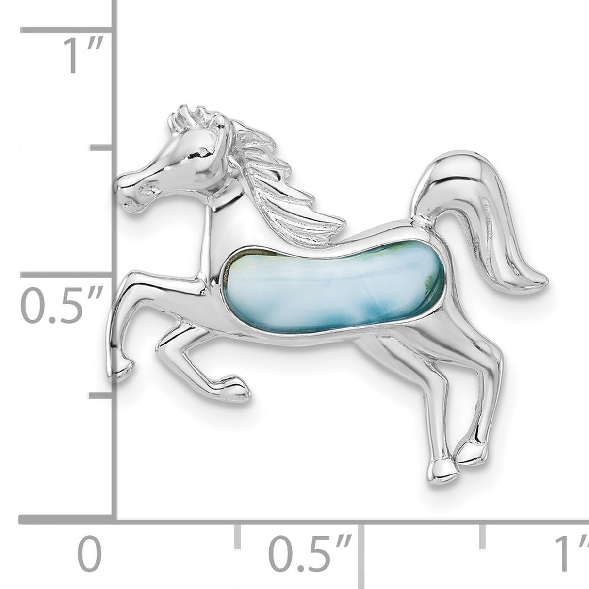 Sterling Silver Horse Brooch with Larimar Gemstone, Equestrian Western Nature Style