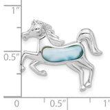 Sterling Silver Horse Brooch with Larimar Gemstone, Equestrian Western Nature Style