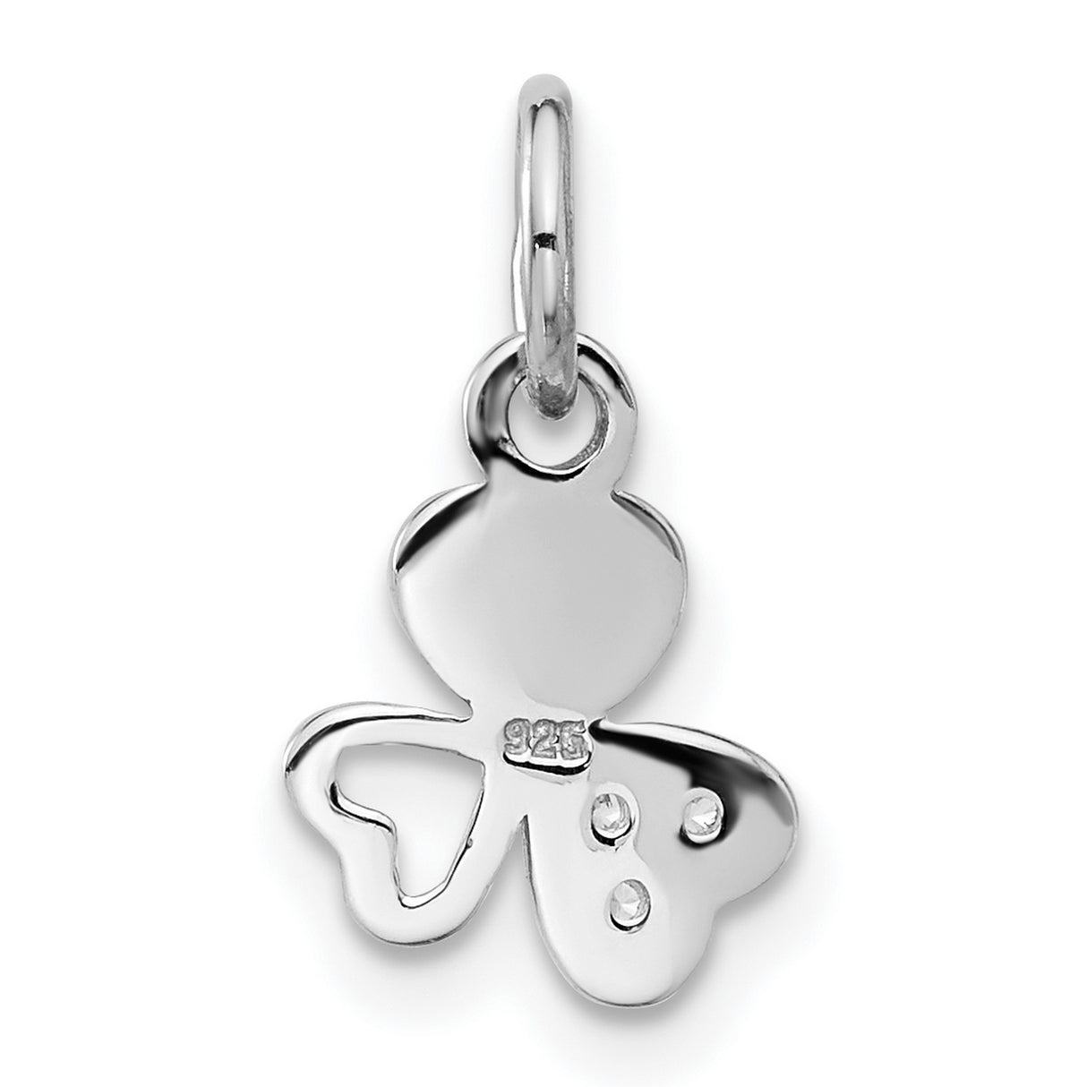 Sterling Silver Shamrock Pendant with Cubic Zirconia, Heart Clover Design, Celtic Irish Jewelry
