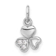 Sterling Silver Shamrock Pendant with Cubic Zirconia, Heart Clover Design, Celtic Irish Jewelry