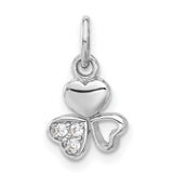 Sterling Silver Shamrock Pendant with Cubic Zirconia, Heart Clover Design, Celtic Irish Jewelry