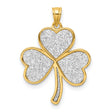 Sterling Silver Shamrock Pendant with Glitter Heart Leaves, Celtic Irish Luck Jewelry for Women