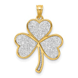 Sterling Silver Shamrock Pendant with Glitter Heart Leaves, Celtic Irish Luck Jewelry for Women