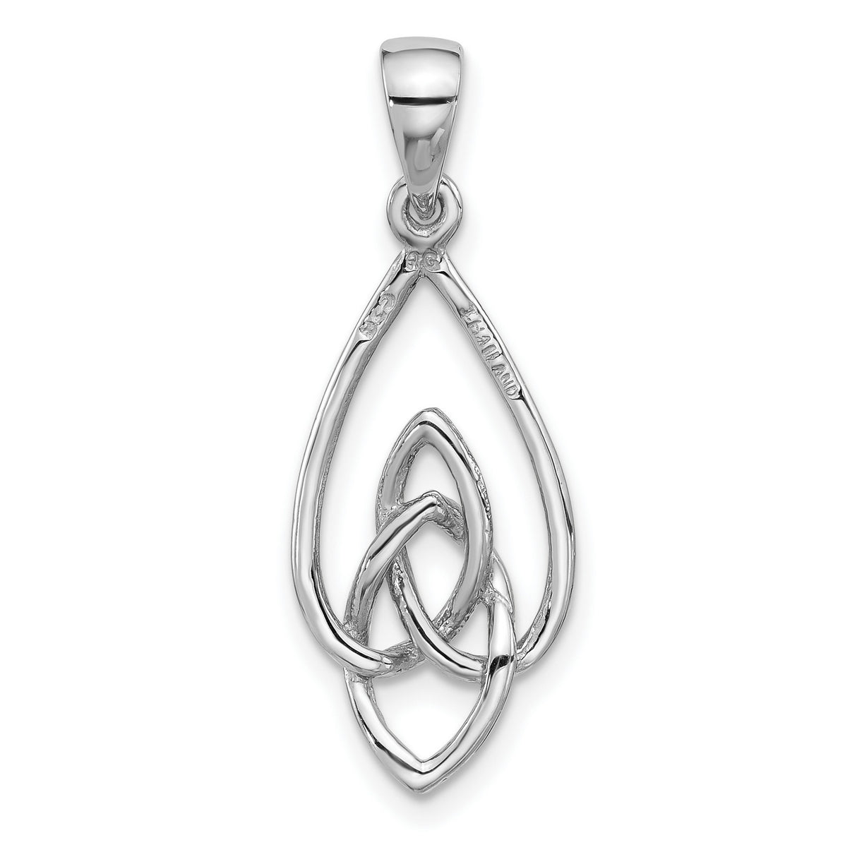 Sterling Silver Celtic Knot Teardrop Pendant with Openwork Design for Women