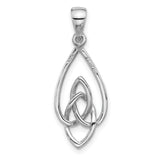 Sterling Silver Celtic Knot Teardrop Pendant with Openwork Design for Women