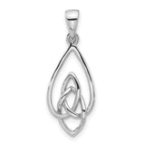 Sterling Silver Celtic Knot Teardrop Pendant with Openwork Design for Women