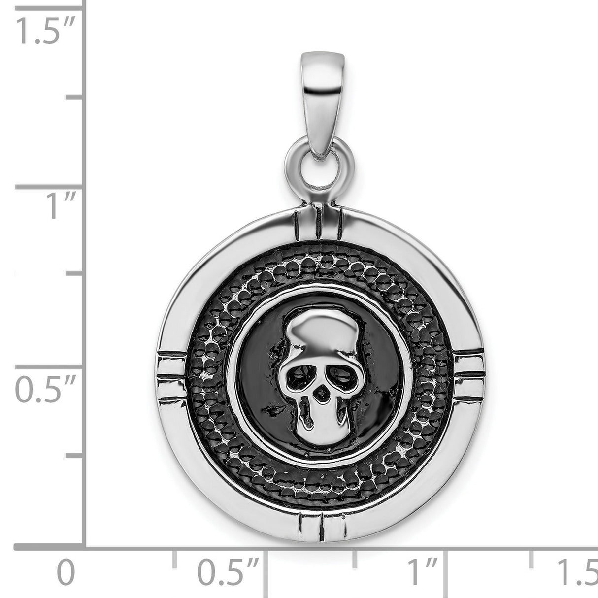 Sterling Silver Skull Pendant with Dark Oxidized Finish, Gothic Biker Style for Men