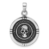 Sterling Silver Skull Pendant with Dark Oxidized Finish, Gothic Biker Style for Men