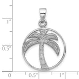 Sterling Silver Palm Tree Pendant with Open Circle Design, Tropical Beach Charm