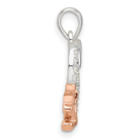 Sterling Silver Anchor Heart Pendant with Cubic Zirconia and Rose Gold Accents, Nautical Christian Jewelry